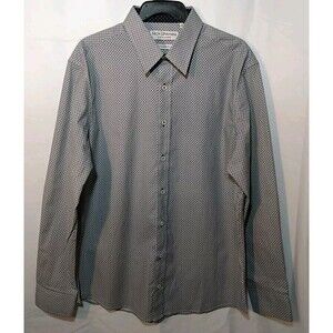 Nick Graham Everywhere Men Black White Blue Stretch‎ Modern Fit Shirt Size Large
